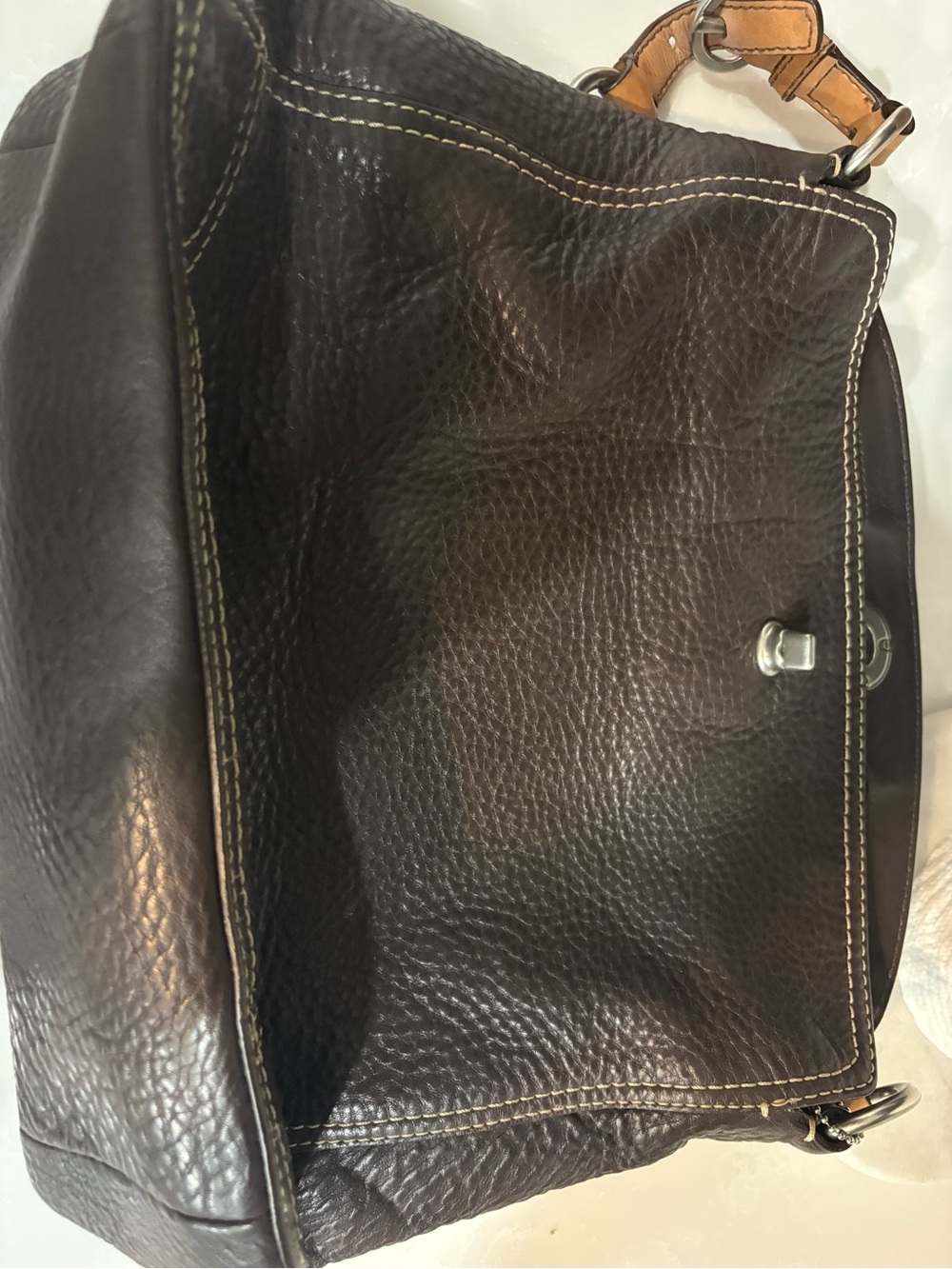 Coach Brown Leather Hobo with Contrast Stitching - Picture 2 of 3